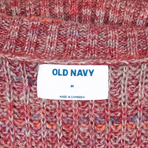 Old Navy Women Wool Blend Turtleneck Sweater MEDIUM Chunky Knit Heathered Marled - Picture 6 of 6